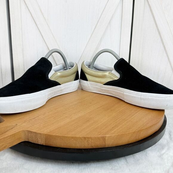 Vans x Shake Junt Slip On Pro Suede and Leather Slip On Sneakers Black Gold 8.5 - Picture 4 of 10